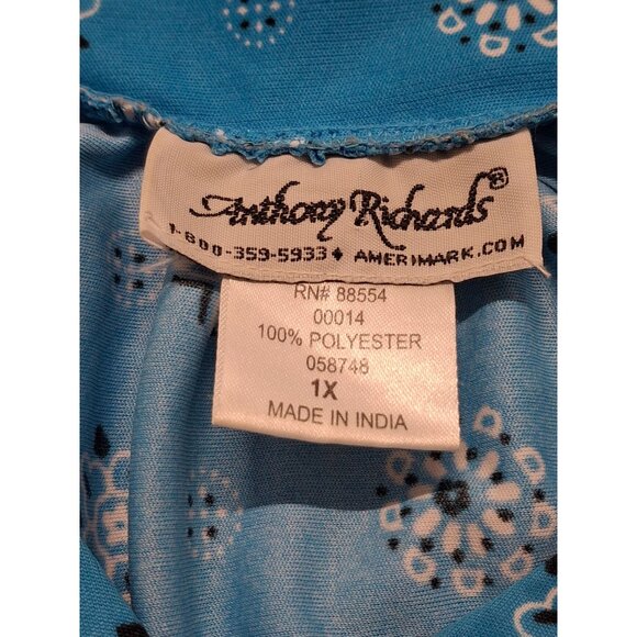 Anthony Richards Womens Size XL Blue Bandana Print Nightgown 100% Polyester - Picture 2 of 5